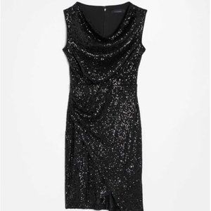 White House Black market Sleeveless Black Sequin Cocktail Dress Size 8